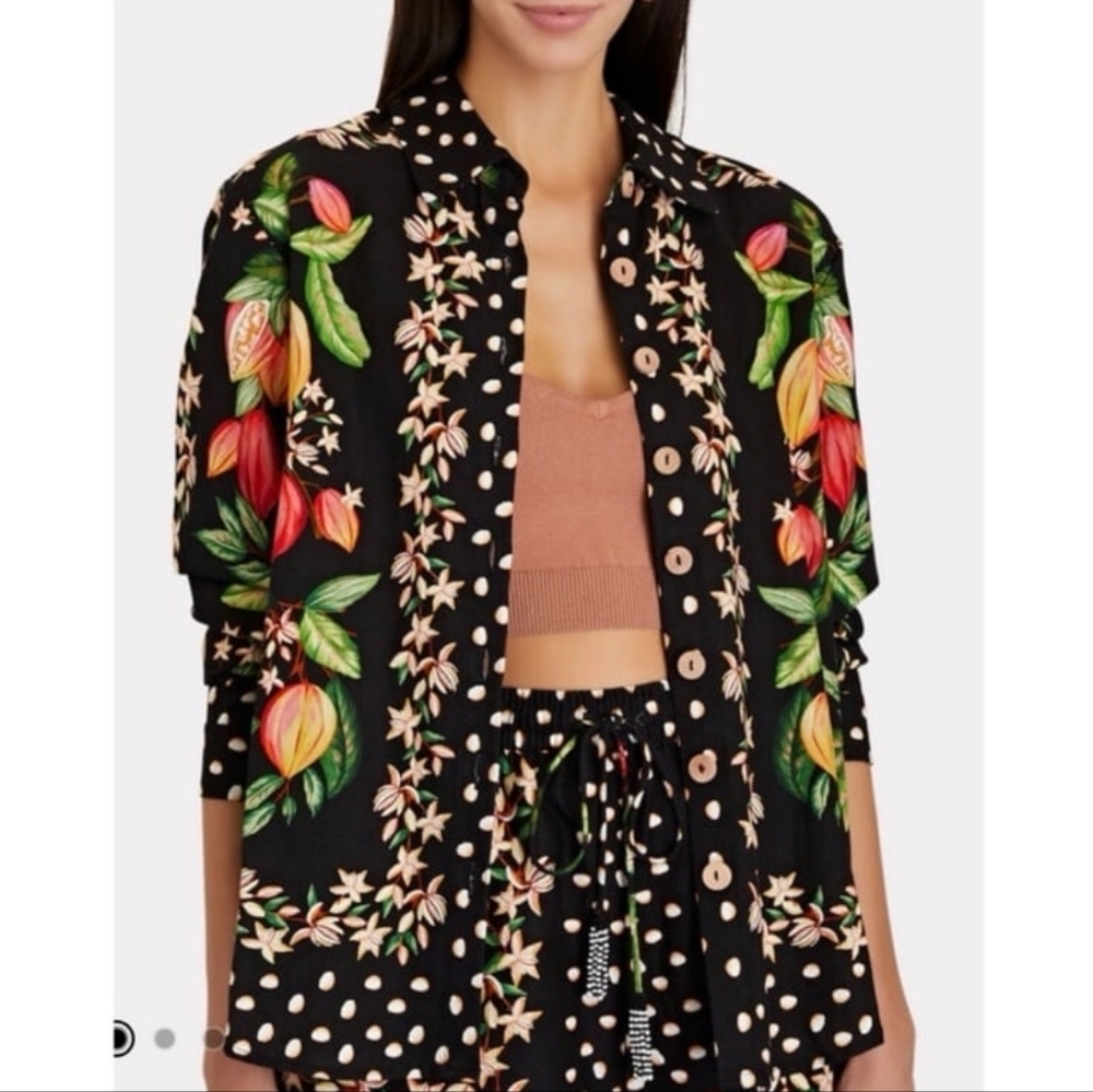 NEW FARM RIO (Tiny Flaw) | $160 Cocoa Paradise Linen Blend Blouse - Picture 8 of 12